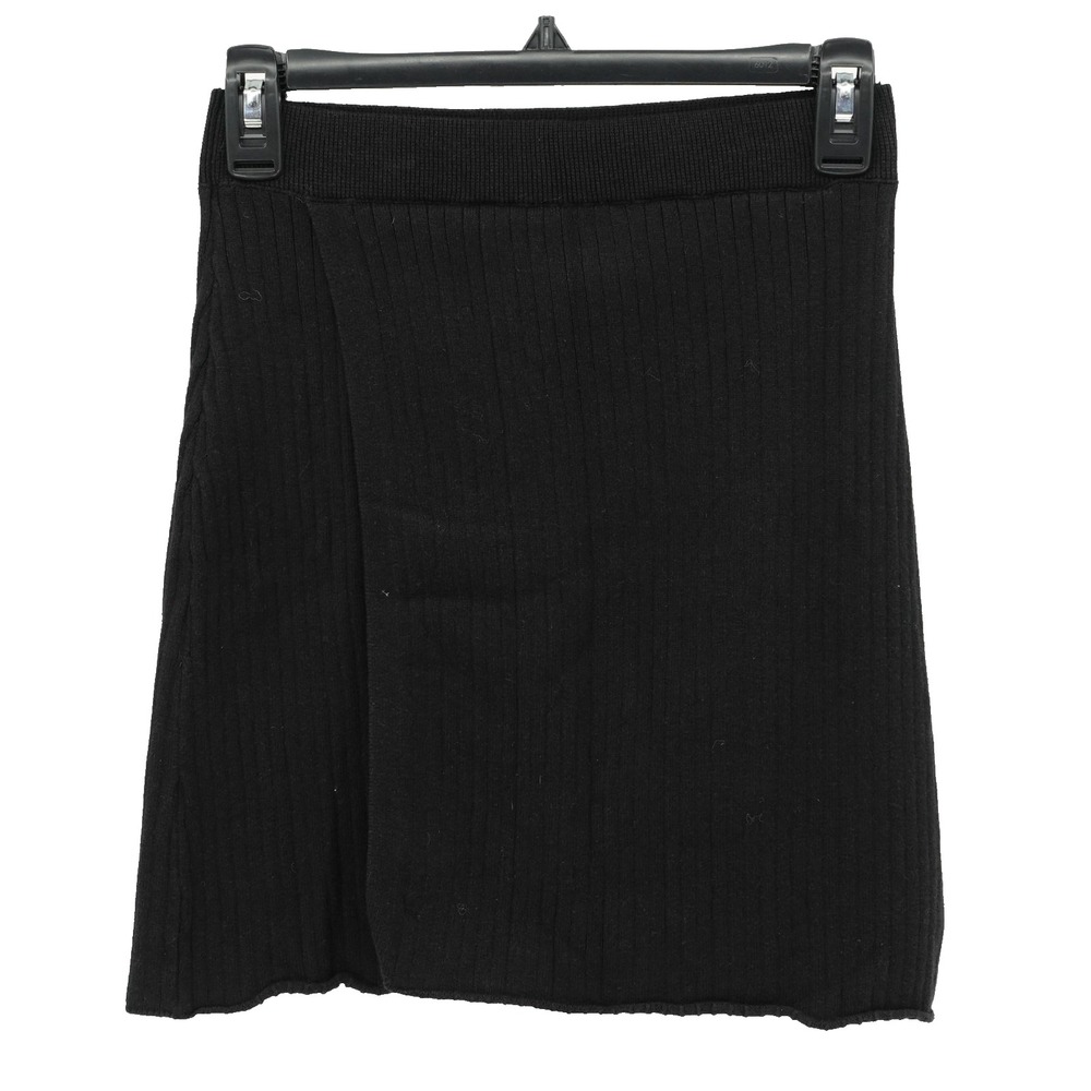 Free People Skirt SZ S Ribbed Pull On Preppy Dark Academia Faux Wrap Classic